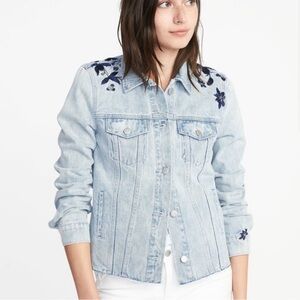 Old Navy Embroidered Denim Jacket Size Medium